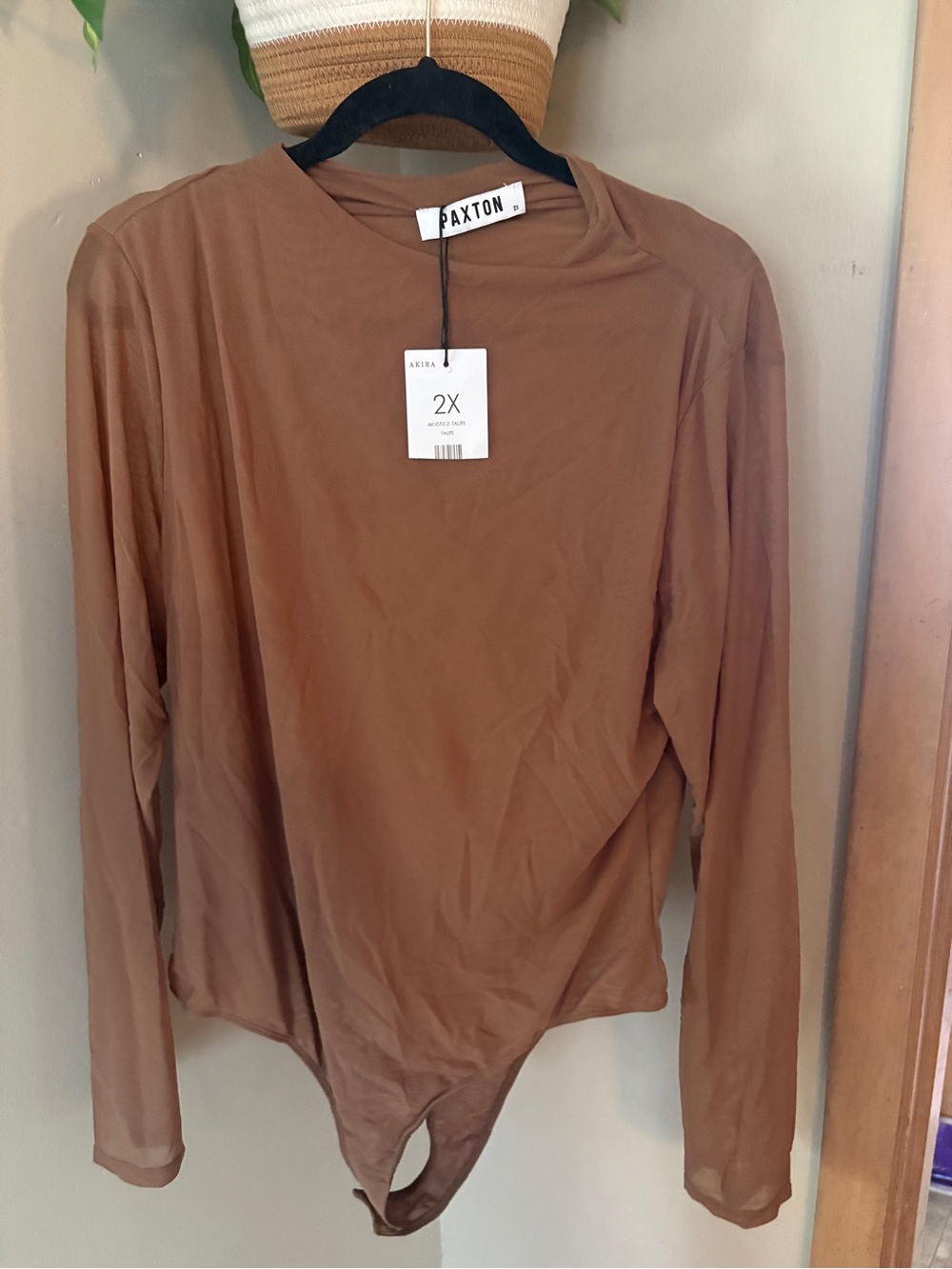 AKIRA Long Sleeve Bodysuit in Brown